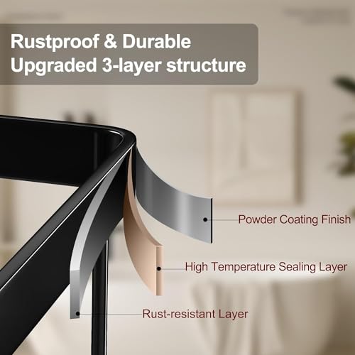 iSTAR Stainless Steel Self Adhesive Multipurpose Bathroom Shelves with Hooks Wall Mount Storage Shelf Racks Bathroom Accessories Organizer, (Black,Powder Coated) Pack of 2 - Image 3