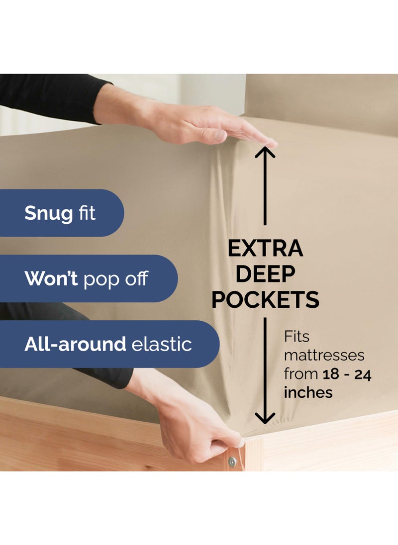 Extra Deep Twin XL Sheet Set - 4 Piece Breathable & Cooling Sheets - Hotel Luxury Bed Sheets Set - Easy & Secure Fit - Soft  Wrinkle Free & Comfy Sheets Set - Cream Sheet Set with Extra Deep Pockets
