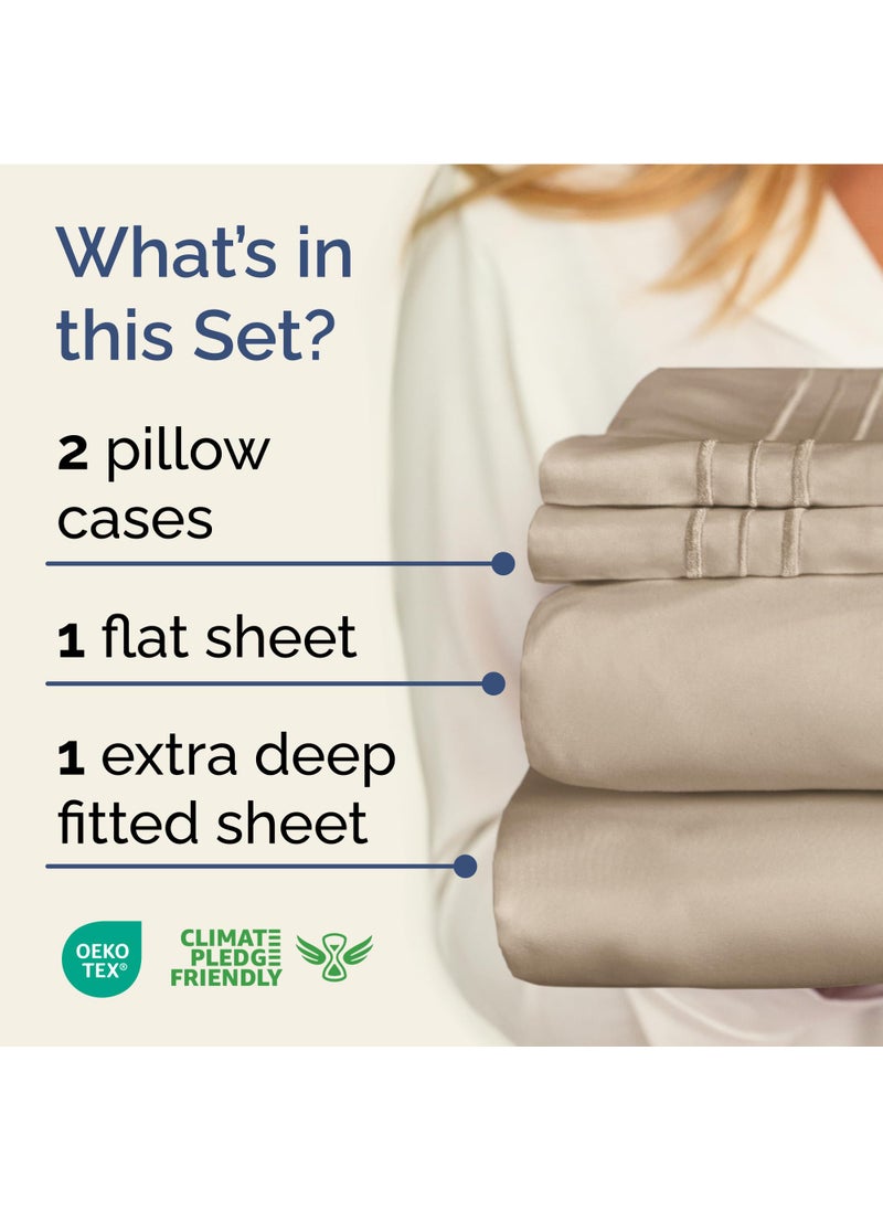 Extra Deep Twin XL Sheet Set - 4 Piece Breathable & Cooling Sheets - Hotel Luxury Bed Sheets Set - Easy & Secure Fit - Soft  Wrinkle Free & Comfy Sheets Set - Cream Sheet Set with Extra Deep Pockets