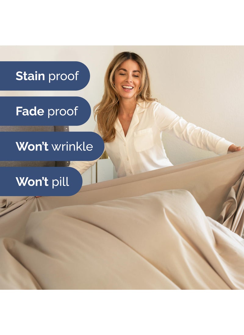 Extra Deep Twin XL Sheet Set - 4 Piece Breathable & Cooling Sheets - Hotel Luxury Bed Sheets Set - Easy & Secure Fit - Soft  Wrinkle Free & Comfy Sheets Set - Cream Sheet Set with Extra Deep Pockets