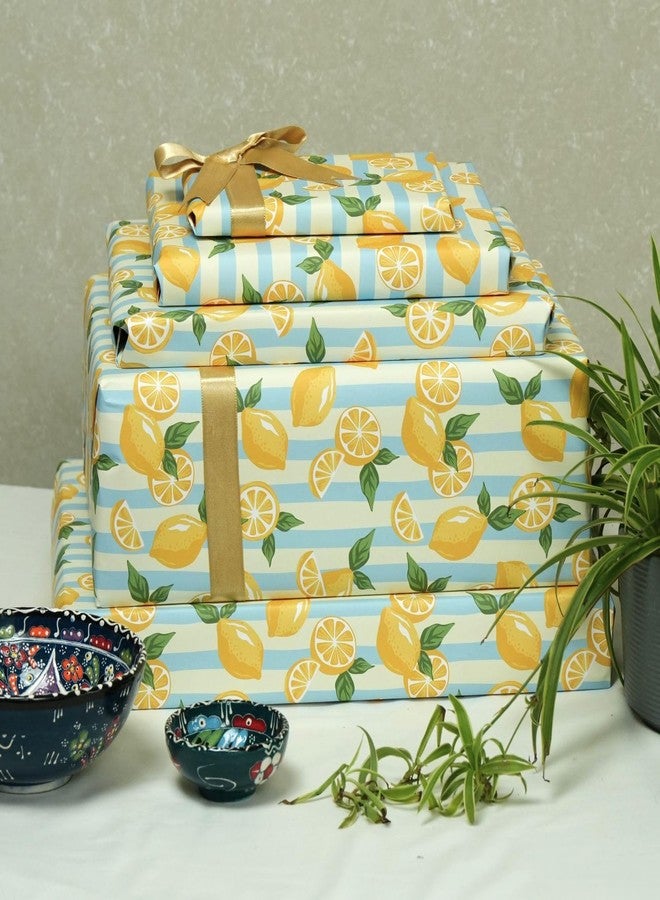 Aakar Pack of 5 Multicolor Floral Gift Wrapping Paper Sheets | 29 x 19 Inches | Matt Finish | 90 GSM Sheets | Ideal for Home Decor, Birthday, Wedding, Anniversary, Christmas & Festive Occasions (Lemon Daiquiri) - Image 5