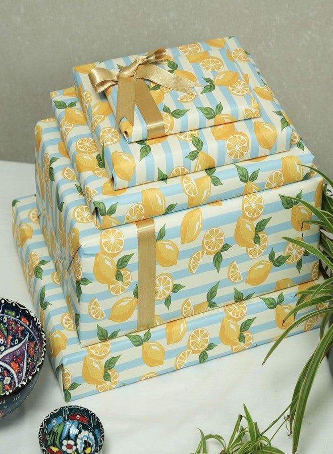 Aakar Pack of 5 Multicolor Floral Gift Wrapping Paper Sheets | 29 x 19 Inches | Matt Finish | 90 GSM Sheets | Ideal for Home Decor, Birthday, Wedding, Anniversary, Christmas & Festive Occasions (Lemon Daiquiri) - Image 4
