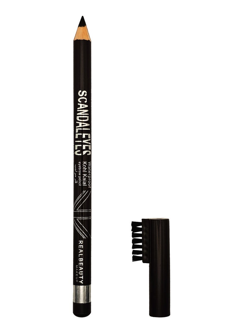 REAL BEAUTY Scandaleyes Waterproof Kohl Kajal Eyebrow Pencil, 003 Black