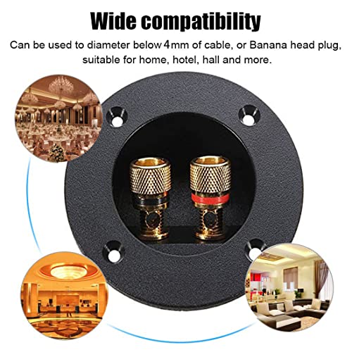 BLUECELL 1 Pair 3-Inch Double Binding Round Gold Plate Push Spring Loaded Jacks Speaker Box Terminal Cup - Image 4
