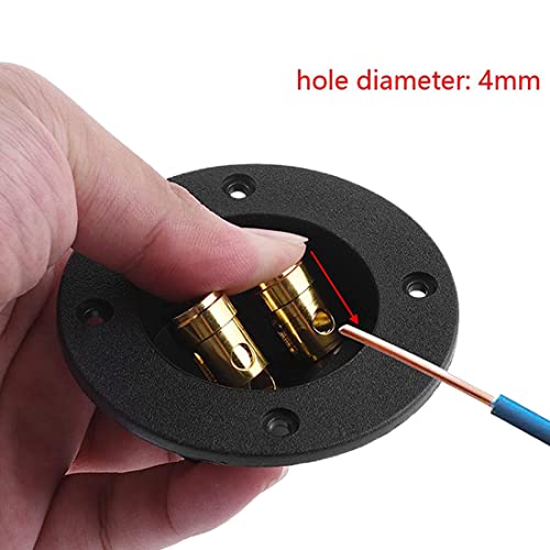 BLUECELL 1 Pair 3-Inch Double Binding Round Gold Plate Push Spring Loaded Jacks Speaker Box Terminal Cup - Image 5