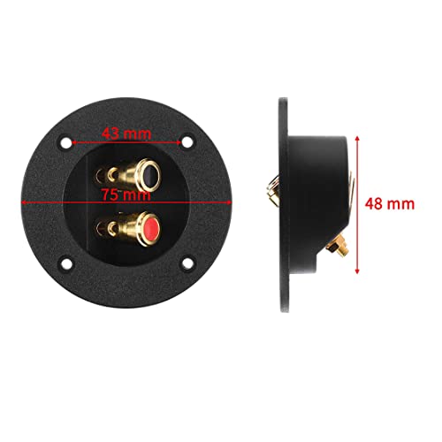 BLUECELL 1 Pair 3-Inch Double Binding Round Gold Plate Push Spring Loaded Jacks Speaker Box Terminal Cup - Image 2