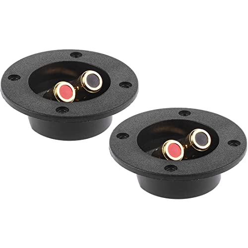 BLUECELL 1 Pair 3-Inch Double Binding Round Gold Plate Push Spring Loaded Jacks Speaker Box Terminal Cup - Image 1