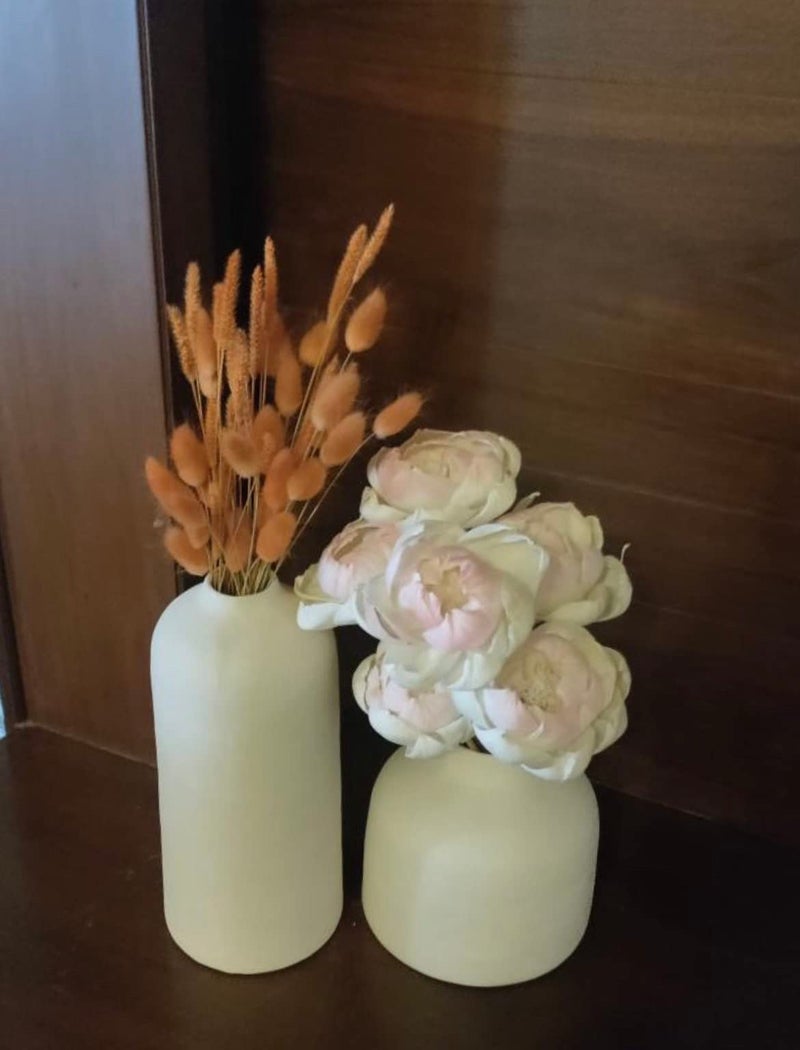 Craftribal Decorative White Ceramic Flower Vase Set | vase for Home Decor | Vase for Living Room | Home Decor Centrepiece, Matte Finish, 9.5 & 6 inches, White, (Pack of 2) - Image 4