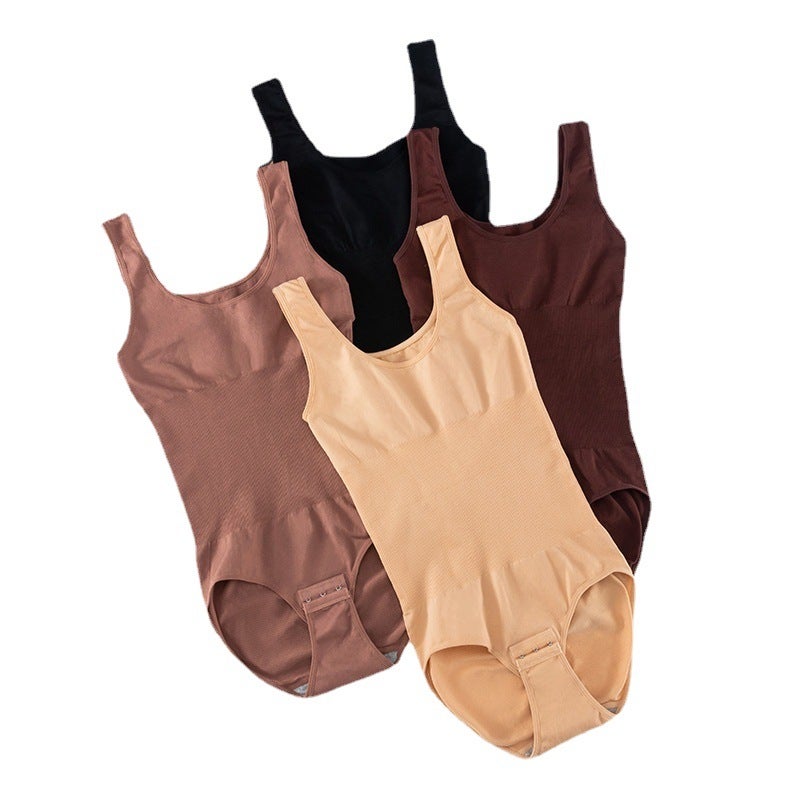 3XL Size Seamless Body Shaping Women Postpartum Tummy Control Tube Top Bralette Triangle Pants Nylon Fabric One-piece Chest Wrap Skin color