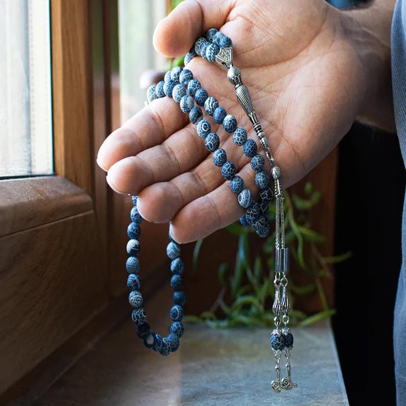 Nobby 99 Beads 10mm Weathered Aqeeq Tasbih – Handmade Vintage Islamic Misbaha for  Men - Image 4