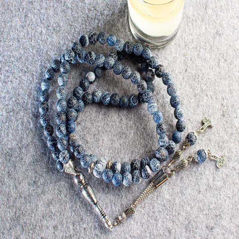 Nobby 99 Beads 10mm Weathered Aqeeq Tasbih – Handmade Vintage Islamic Misbaha for  Men - Image 3