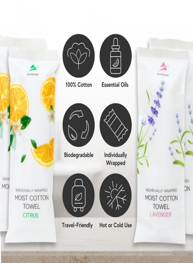 Avistar 60 Hot or Cold Wrapped Moist Towels - 9'' x 9" Moist Towelettes Individually Wrapped Scented Disposable Face & Hand - Pre-Moistened Hand Wipes Soft Refreshing for Travel, Spa, Restaurant - Mixed - Image 2