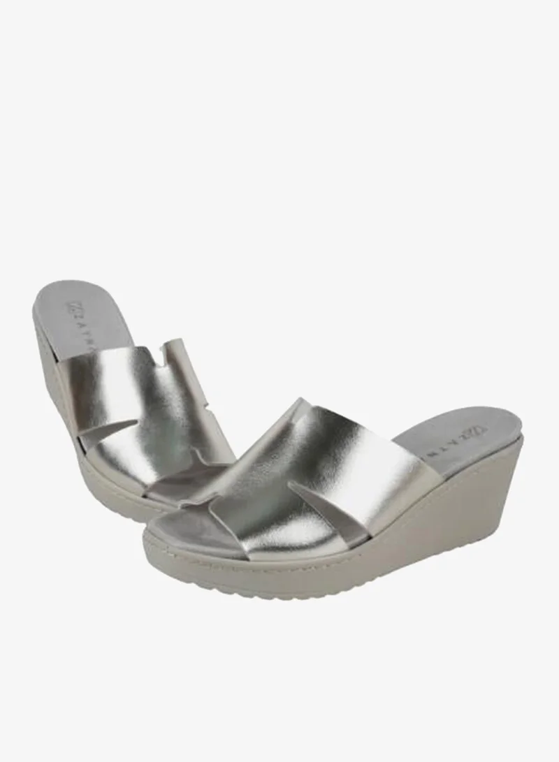 زينة 221-376 Zayna Ladies Wedge Sandals Milan 21508T Silver