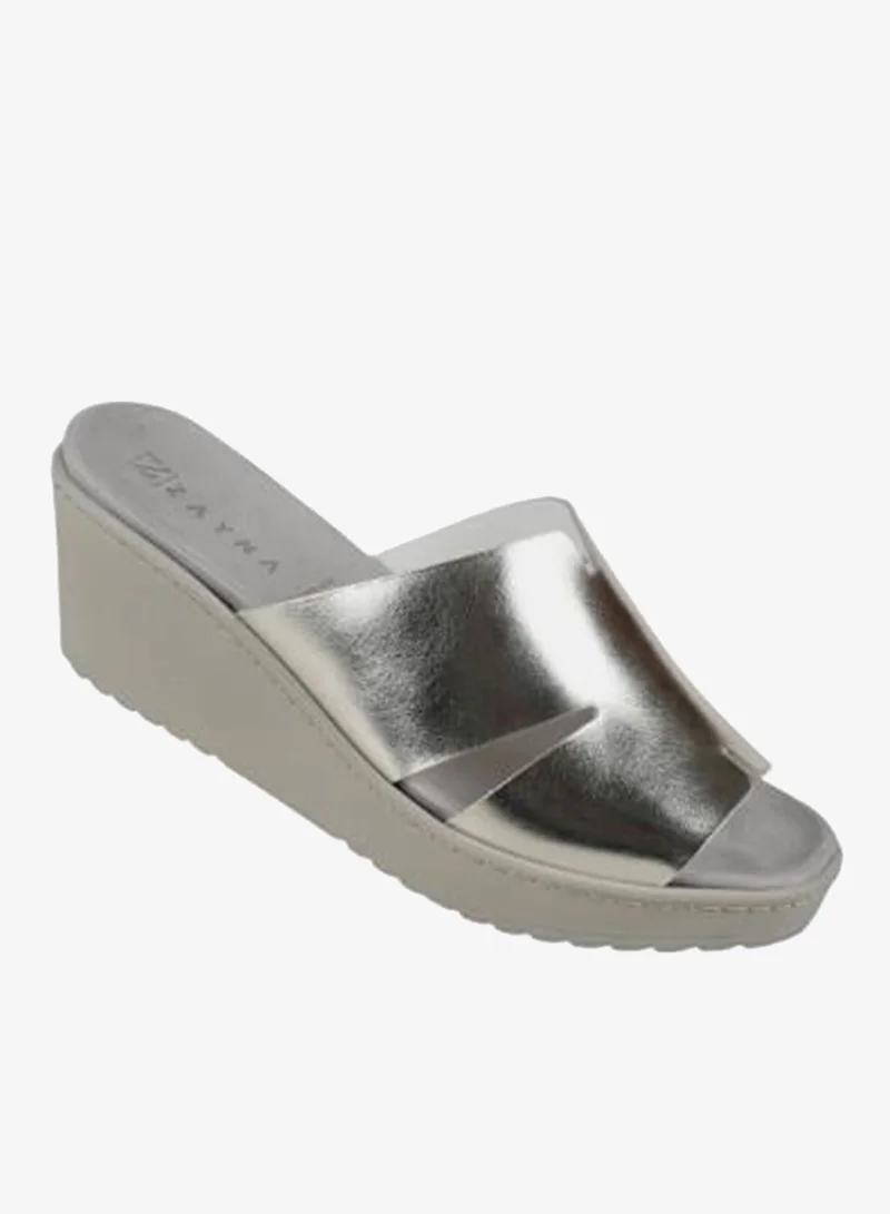 زينة 221-376 Zayna Ladies Wedge Sandals Milan 21508T Silver