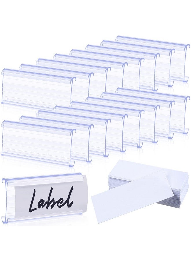 يوليجو 200 قطعة من حاملات ملصقات الرفوف من Metro وحاملات ملصقات الرفوف السلكية وعلامات الرفوف البلاستيكية الشفافة لمشابك الرفوف السلكية مع إدراجات ورق الملصقات، متوافقة مع الأرفف مقاس 1-1/4 بوصة - Image 1
