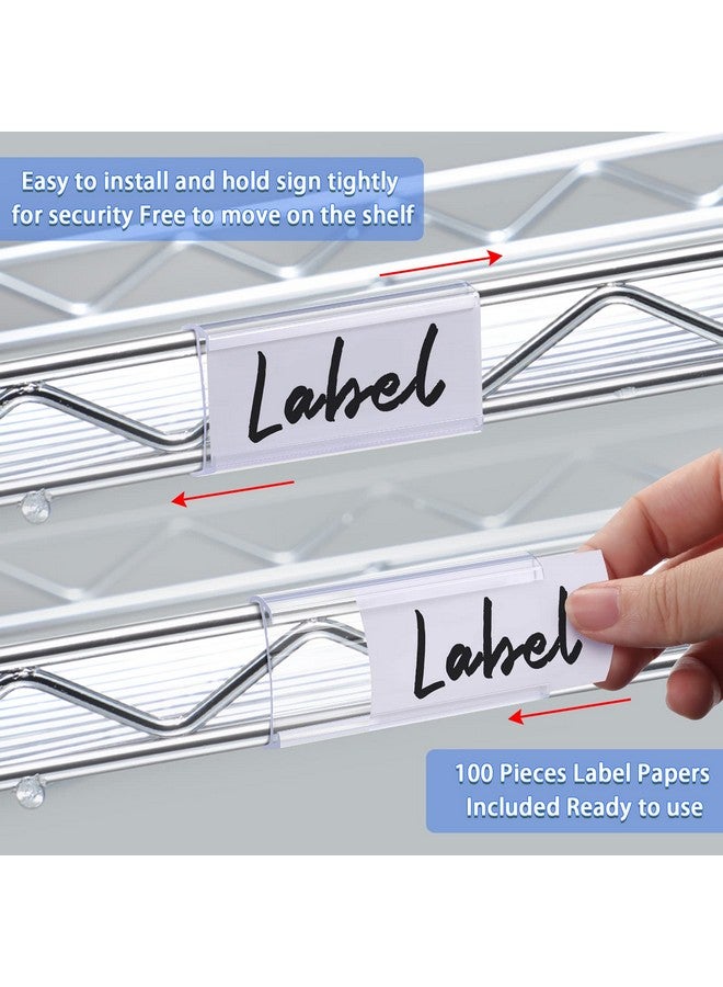 يوليجو 200 قطعة من حاملات ملصقات الرفوف من Metro وحاملات ملصقات الرفوف السلكية وعلامات الرفوف البلاستيكية الشفافة لمشابك الرفوف السلكية مع إدراجات ورق الملصقات، متوافقة مع الأرفف مقاس 1-1/4 بوصة - Image 4
