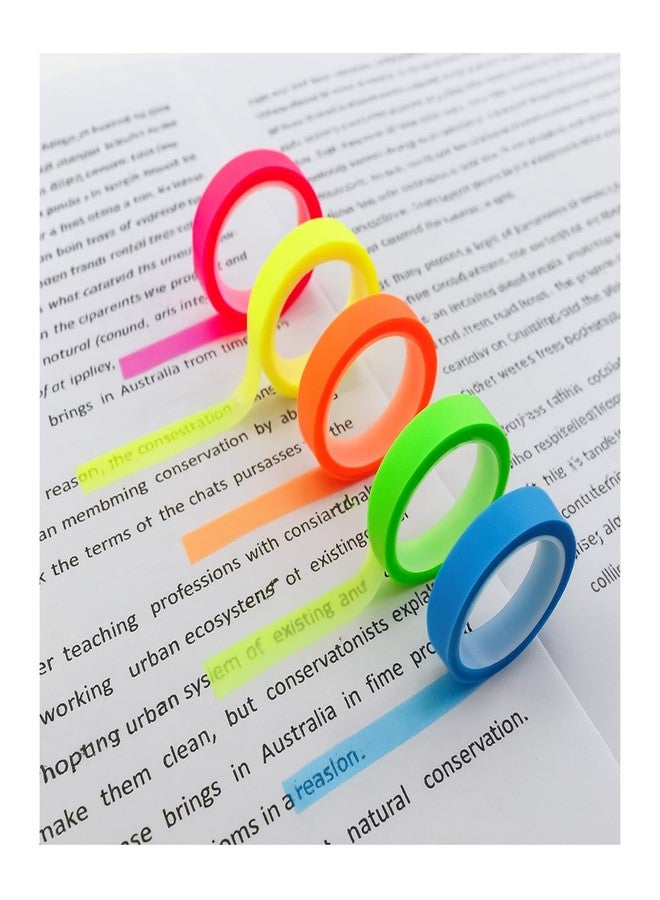 Bolsdoic 5 Rolls Highlighter Tapes, Colored Transparent Marking Sticker, Removable Fluorescent Neon Tape for Students Teachers Reading Taking Notes at Class Home Office - Image 1