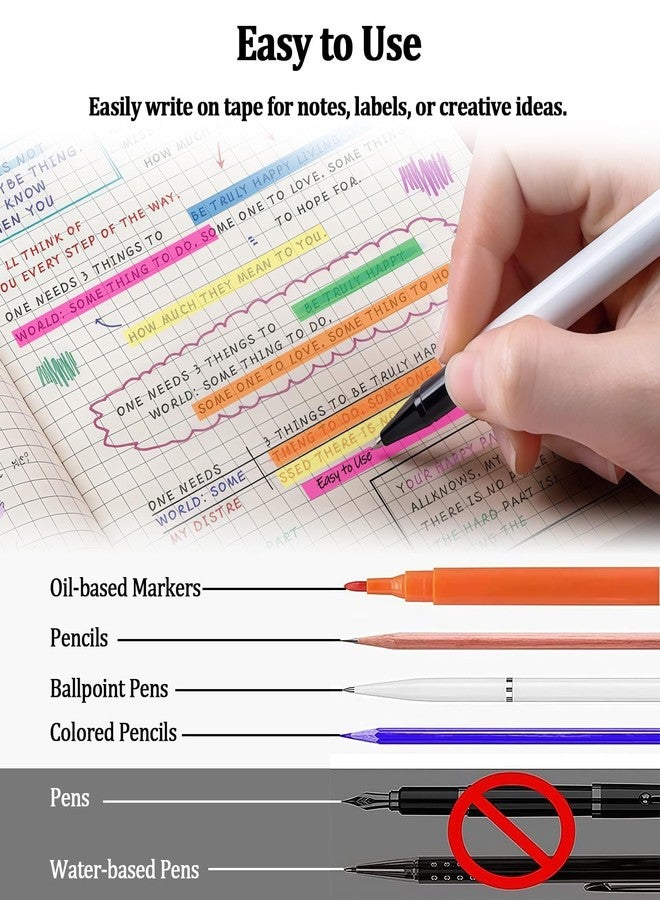Bolsdoic 5 Rolls Highlighter Tapes, Colored Transparent Marking Sticker, Removable Fluorescent Neon Tape for Students Teachers Reading Taking Notes at Class Home Office - Image 4