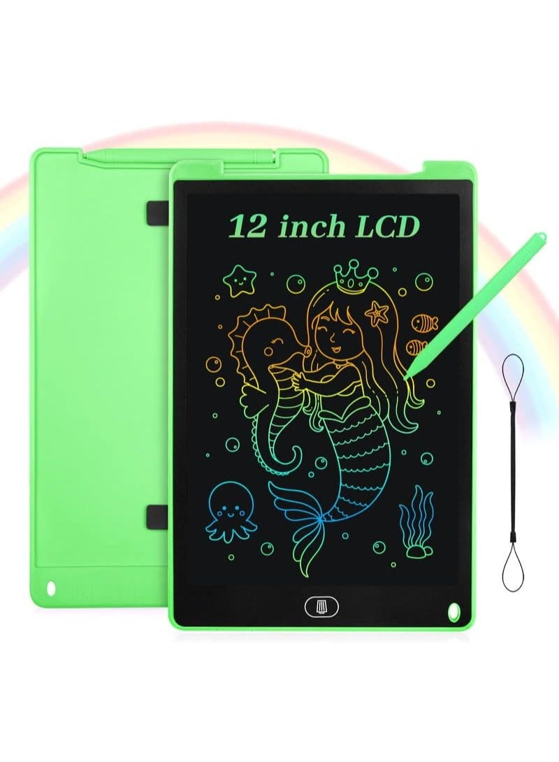 Fekra 12 Inch Colorful LCD Writing Tablet for Children and Adults Suitable for Portable LCD Writing Tablet Magic Drawing Large Gifts for 3 4 5 6 7 Years Boys Girls (Green) - Image 1