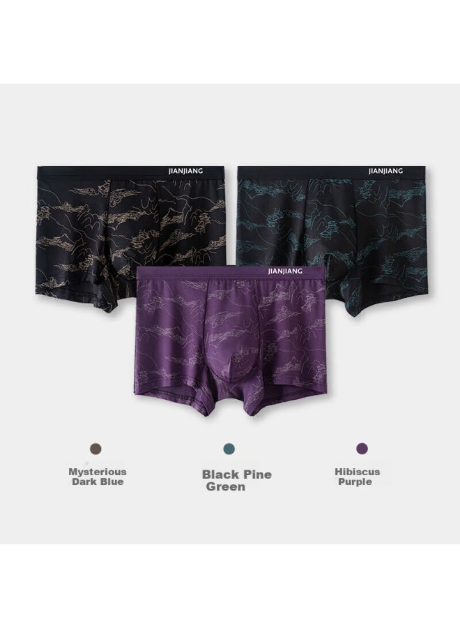 Athlete Jianjiang 60s Men's Modal Underwear Men's 5a Antibacterial Boxer Briefs Breathable Four-corner Printed 3-pack - Image 2