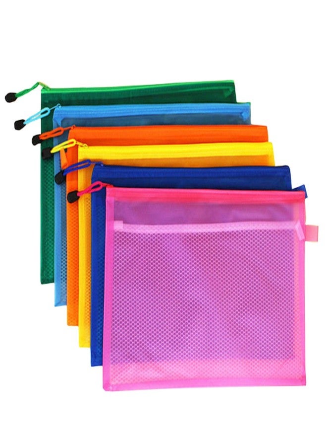 GOLD LEAF 6 Pcs Zipper File Bag - Water-Resistant A4 Document Organizer Pouch in 6 Colors for Office, School, Travel, Receipts, Stationery & Cosmetics (34x24cm) - Image 1
