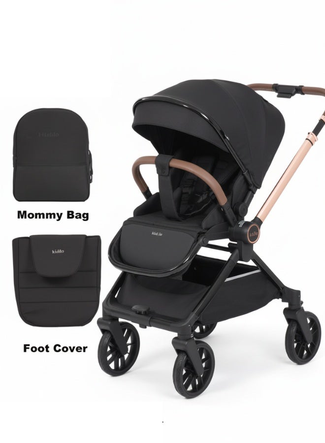 كيديليو عربية أطفال كيديلو D900 - كرسي قابل للعكس، طي مدمج، عربية أطفال مع غطاء للمطر وشنطة للأم وغطاء للقدم - Image 1