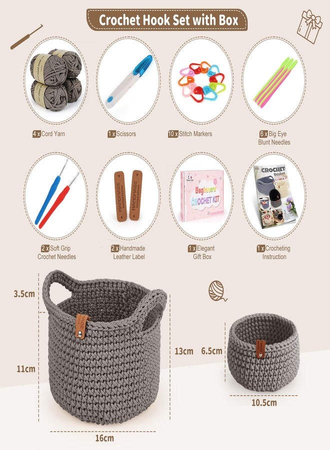 Aeelike 27PCS Crochet Basket Kit for Beginners (L&S), Complete Crochet Kit Include Beginner-Friendly Yarn, Starter Knitting Set for Adults & Kids - Image 2