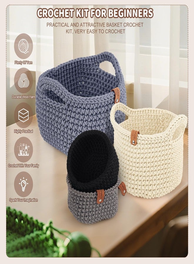 Aeelike 27PCS Crochet Basket Kit for Beginners (L&S), Complete Crochet Kit Include Beginner-Friendly Yarn, Starter Knitting Set for Adults & Kids - Image 3