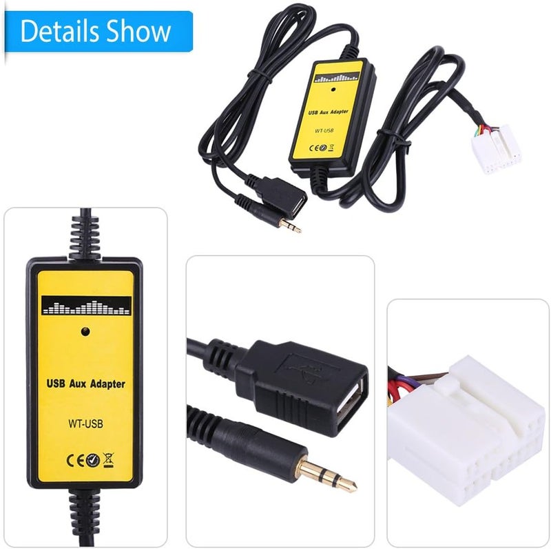 klarako MP3 Radio Interface, 3.5mm Auto Car USB Auxklarako In Adapter MP3 Player Cable Radio Audio Interface for Accord Civic Odyss - Image 4