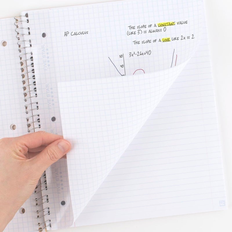 Five Star ورق مفكوك، دفتر ملاحظات قابل للإدخال مع خطوط بيانية وورق تعبئة، 8-1/2" × 11"، علامات T معززة، 75 ورقة (170180) - Image 2