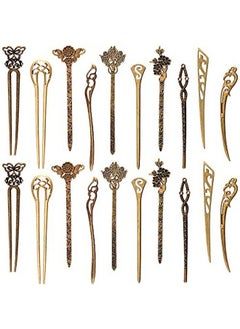 Geyoga 20 Pieces Hair Sticks Vintage Bronze Hair Chopsticks Nese Hair Pins Antique Decorative Hair Forks For Women Hair Accessory 10 Styles (Exquisite Style Set)  - Image 3