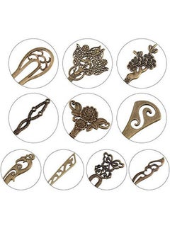 Geyoga 20 Pieces Hair Sticks Vintage Bronze Hair Chopsticks Nese Hair Pins Antique Decorative Hair Forks For Women Hair Accessory 10 Styles (Exquisite Style Set)  - Image 4