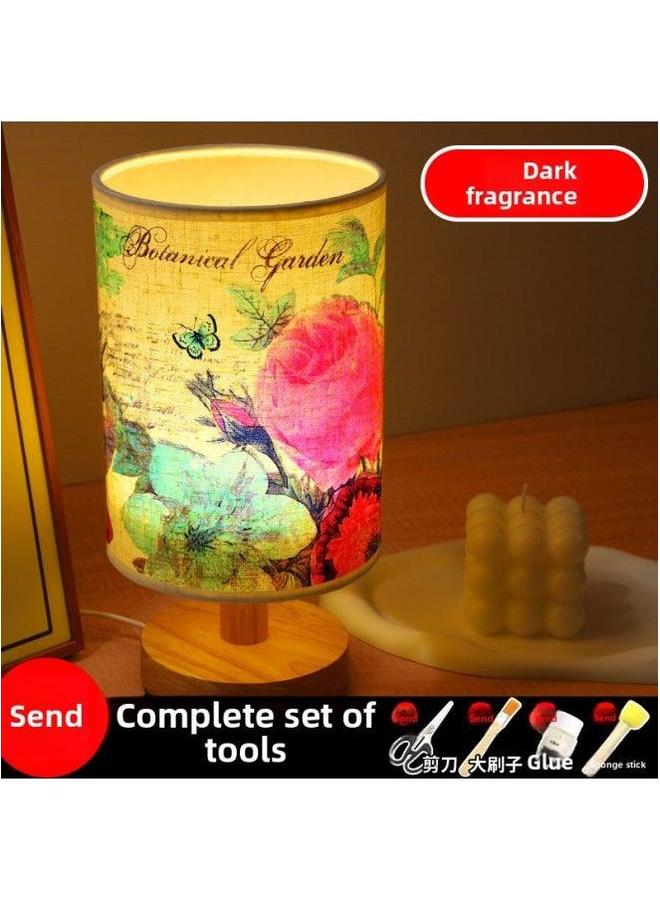 Mother's Day Gift Handmade Embossed Table Lamp DIY Material Package Dried Flower Nightlight Children's Group Building Warm-up Activities-Color:Dark Fragrance (full Package)  - Image 1