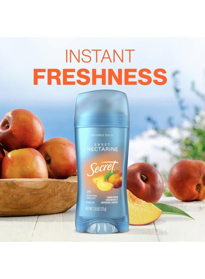 Secret Fresh Antiperspirant Deodorant for Women, 72hr Breathable Sweat & Odor Protection, Instant Freshness & Gentle, PH Balancing Minerals, Invisible Solid, Sweet Nectarine Scent, 2.6 oz - Image 5