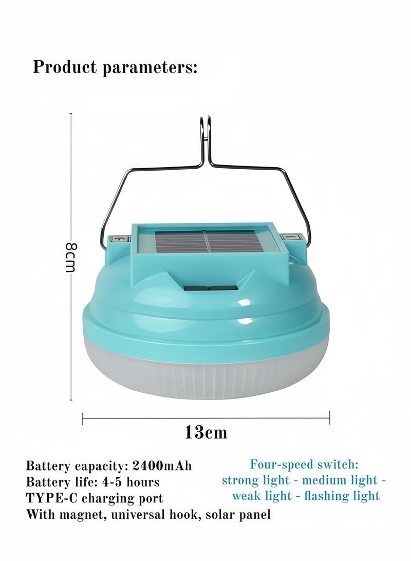 Portable Solar LED Camping Light, Hanging Mini Lantern, Large Capacity 3-Cell Li-ion Battery, Magnetic Base and Quick Hook, 3 Light Modes, USB/Solar Dual Charging, Perfect for Camping, Ultra Long Runtime - Image 2
