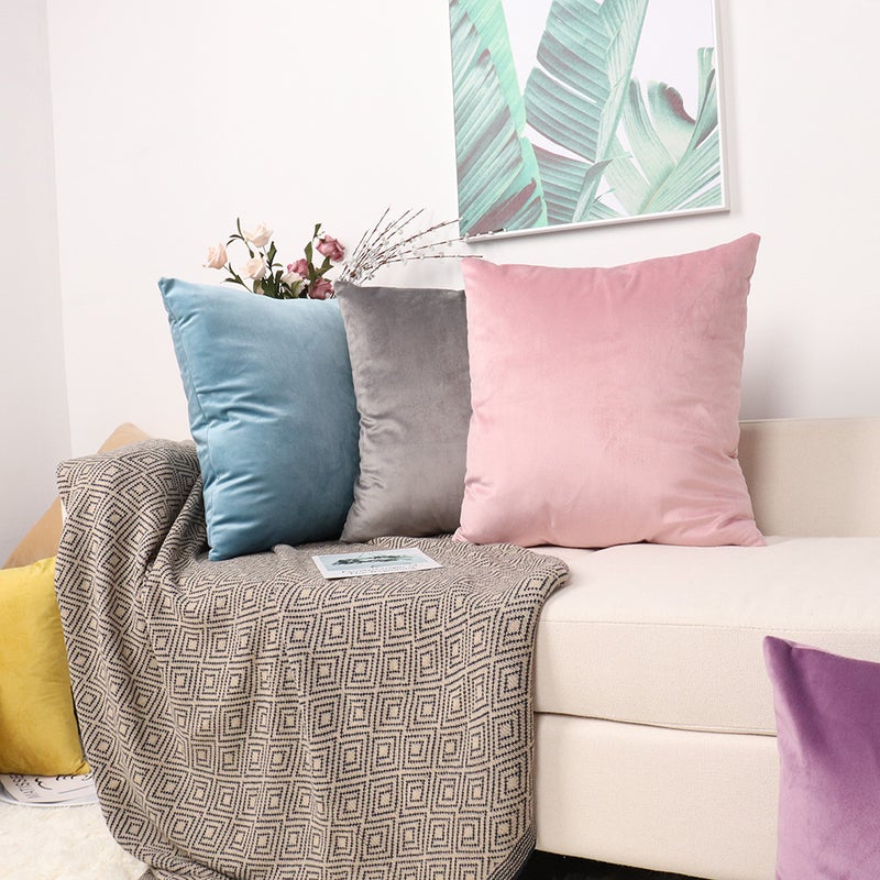 Solid Color Pillow Case Office Lisi Velvet Pillow Home Waist Pillow Cushion Wholesale - Image 3
