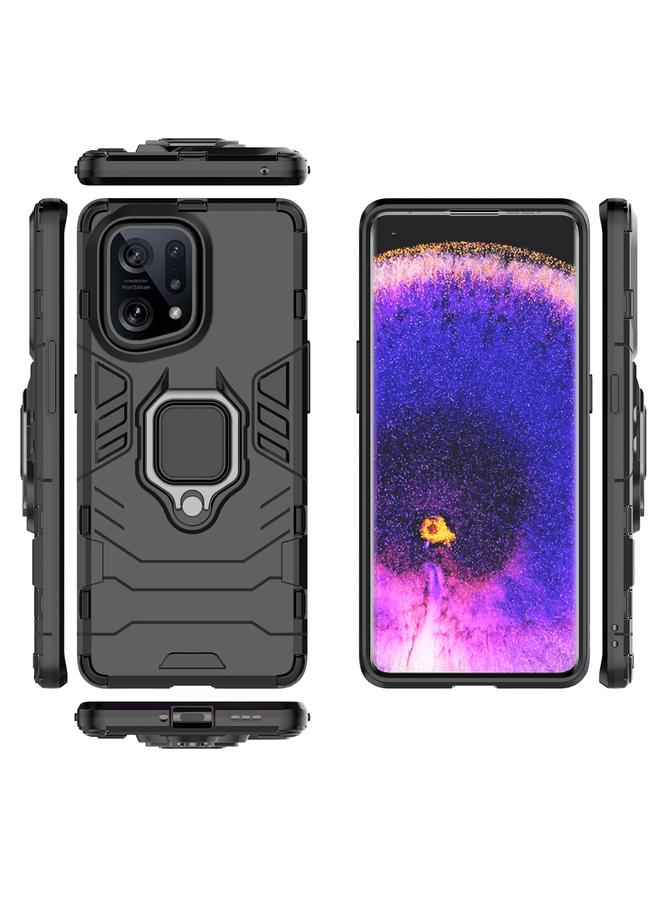 S-TOP Case For OPPO Find X5 Shockproof PC + TPU Protective Phone Case with Magnetic Ring Holder - Image 2