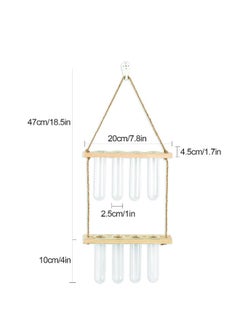 Generic Hanging Propagation Station for Plants, 2 Layer Wall Hanging Wooden Nordic Creative Hydroponic Test Tube, for Home Office Wall Hanging Decoration, 8 Test Tubes  - Image 2