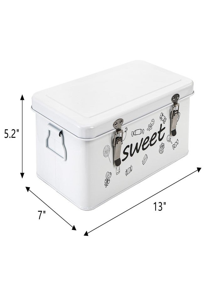 Frcctre Candy Storage Box, 4 Compartments Metal Candy Cookies Snacks Storage Tin Box with Lid Food Storage Container Farmhouse Kitchen Pantry Canister with Handle and Safety Lock - Image 2