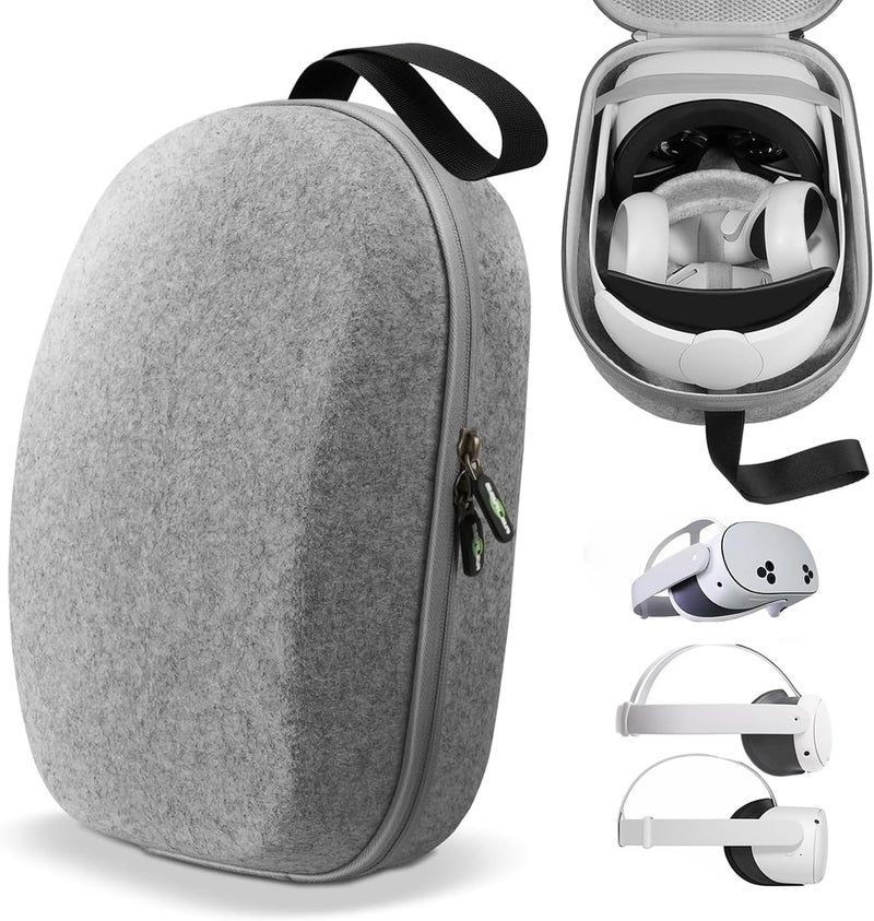 SARLAR Carrying Case for Meta Quest 3S/Quest 3/Quest 2, VR Headset, Controller, Offical Original Head Strap Accessories, Premium Hard Felt Fabric with Lightweight Protection for Travel Storage - Image 1