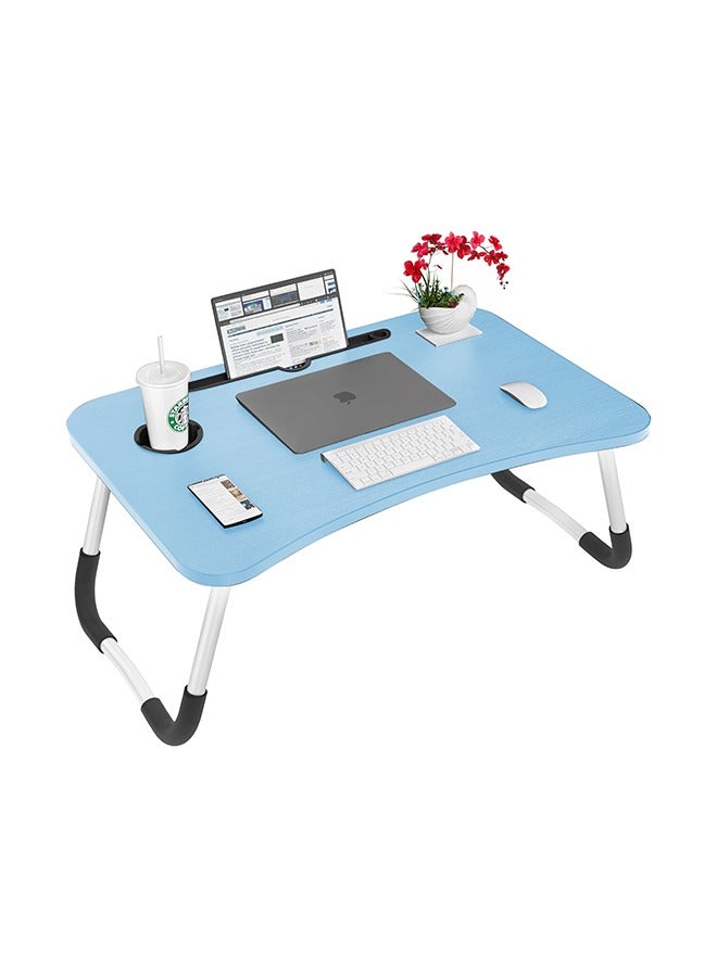 ZOBER Portable Folding Laptop Desk for Bed with Cup Holder Adjustable Lap Tray Notebook Stand Lap Desk Foldable Non-slip legs grip Stand Table for outdoor, indoor, working, studying, camping - Image 1