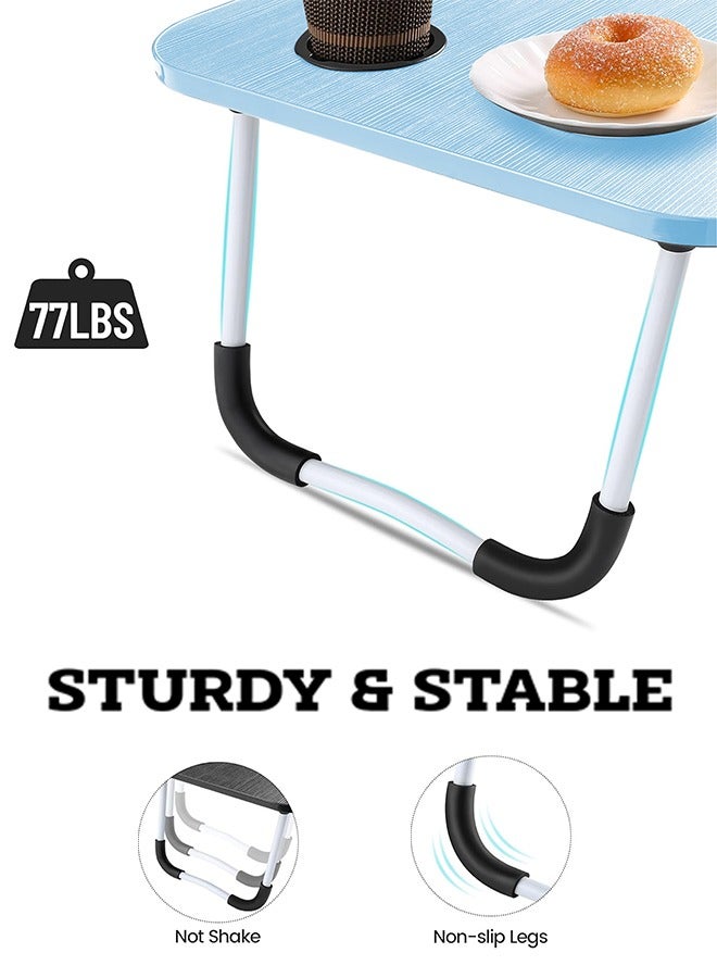 ZOBER Portable Folding Laptop Desk for Bed with Cup Holder Adjustable Lap Tray Notebook Stand Lap Desk Foldable Non-slip legs grip Stand Table for outdoor, indoor, working, studying, camping - Image 2