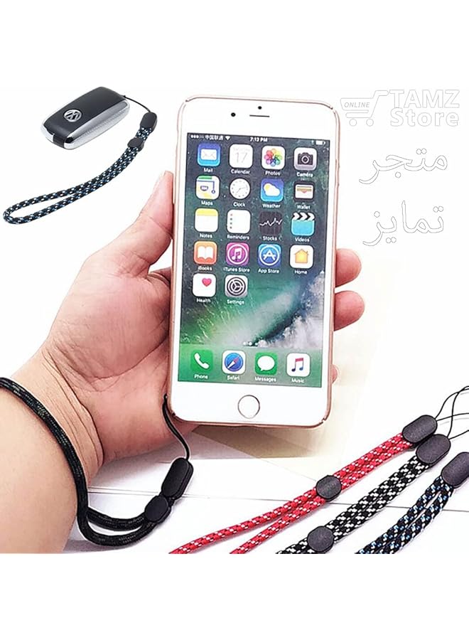 erorex Wrist Striped Nylon Cord For Mobile 7.5 Inch Holder For Mobile Phones Wireless Speaker Devices Keys Business Card Usb Flash Or Any Mini Portable Devices Black And White  - Image 2