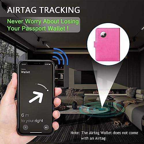 PASCACOO Airtag Passport Holder Cover Wallet RFID Blocking Leather Case Travel Essentials Luggage Accessories Travel Must Have(118#Pink) - Image 5