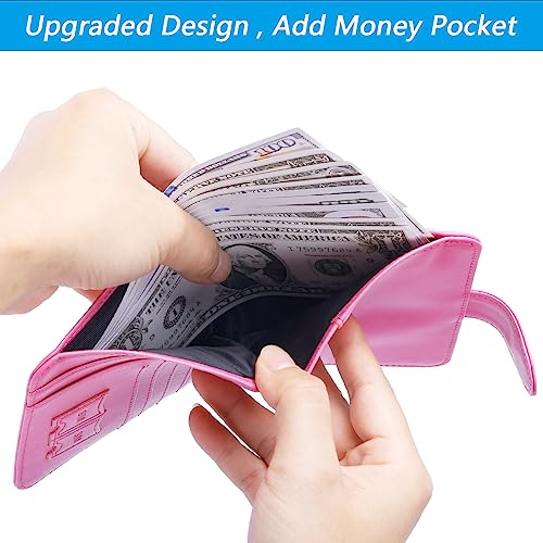 PASCACOO Airtag Passport Holder Cover Wallet RFID Blocking Leather Case Travel Essentials Luggage Accessories Travel Must Have(118#Pink) - Image 4