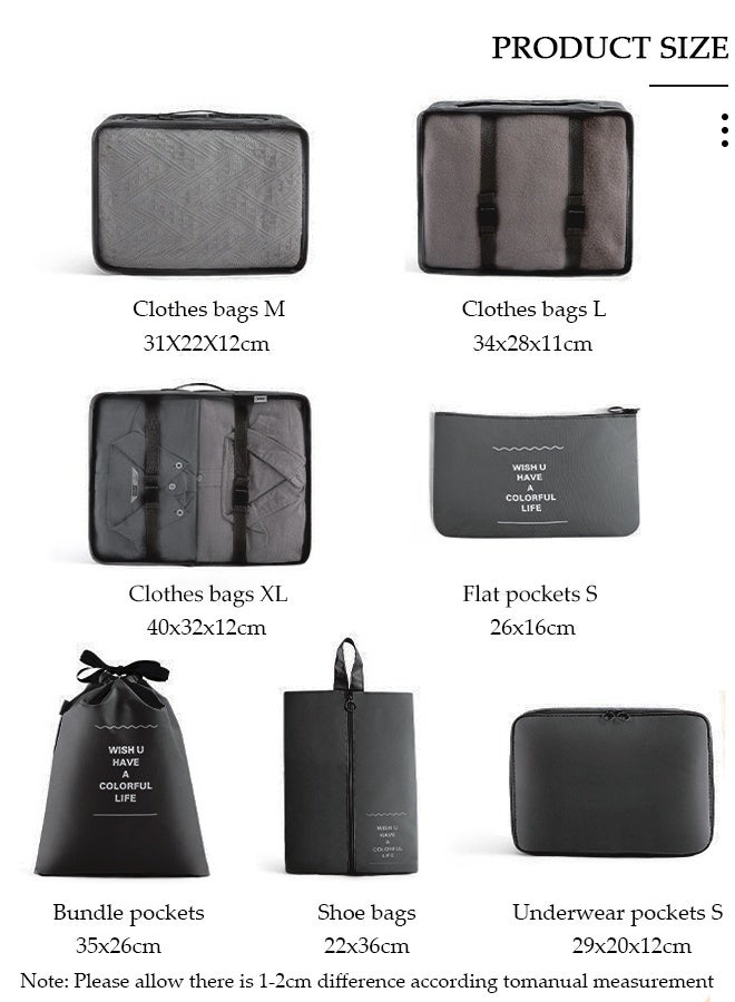 DUNISO 7PCS Travel Storage Bag Set Multi-functional Clothing Sorting Packages Travel Packing Compression Pouche Luggage Organizer Pouch for Moving Traveling - Image 5