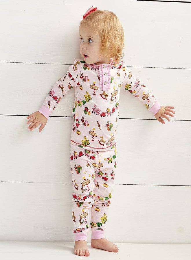 Mud Pie Baby Girl Christmas Pajama Set, Toyland 9-12 Months - Image 2