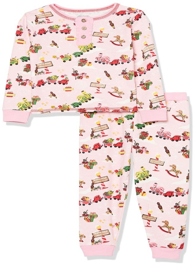 Mud Pie Baby Girl Christmas Pajama Set, Toyland 9-12 Months - Image 1