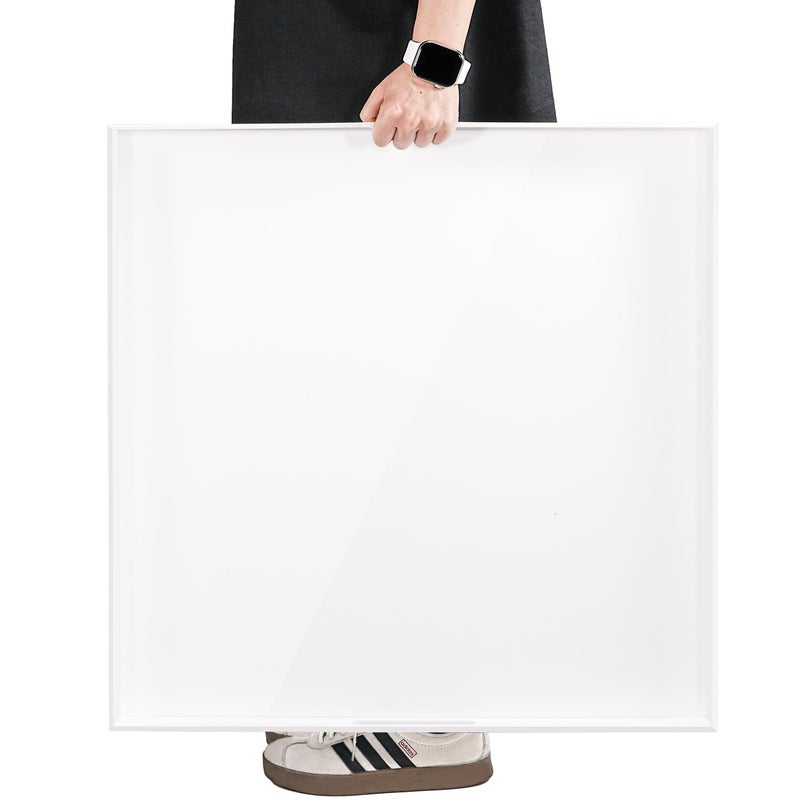 KEVJES Extra Large Glossy White Acrylic Serving Tray with HandlesKing Size Spill Prooffor OttomanCoffee Table Breakfast Tea Food Butler Safe Edge Organizer24x24x2H Inch