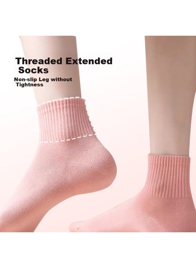 Nolansend Disposable Cotton Travel Sweat-absorbent Breathable Four Seasons 7a Antibacterial Disposable Mid-tube Socks For Women 7 Pairs - Image 2